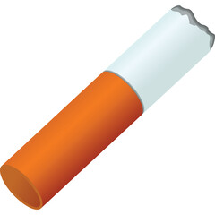 Single Lit Cigarette with Orange Tip and White Filter on a Transparent Background