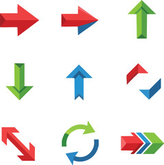 Collection of diverse directional arrows in various colors and styles.