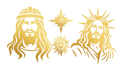 Shimmering golden religious symbols evoke faith and spirituality, perfect for elegant designs and sacred themes, radiating divine energy and spiritual connection