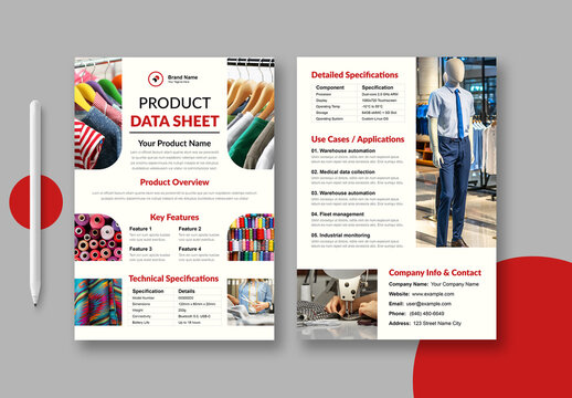 Product Data Sheet Template Layout