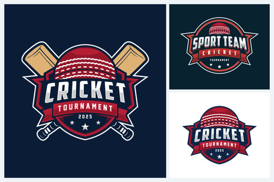 Cricket logo sport design template, cricket team emblem collection, cricket tournament badge logo design vector illustration