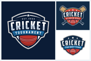 Cricket logo sport design template, cricket team emblem collection, cricket tournament badge logo design vector illustration