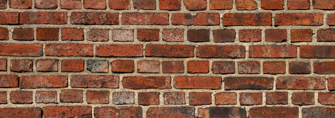 background with old red bricks wall texture 	
