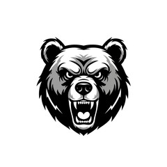 Aggressive Grizzly Bear Head Roaring Mascot Logo Design.