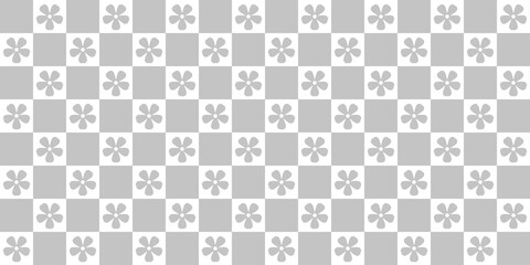 Gray flower checkerboard pattern background. Seamless floral design in gray tones, ideal for wallpapers, textiles, wrapping, and digital decoration.