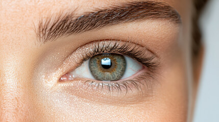 Obraz premium Close up of human eye showcasing intricate details, including iris and eyelashes, with natural