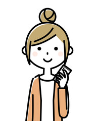 若い女性　ママ　スマホ