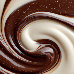 Delicious Swirl Creamy White Chocolate and Rich Dark Chocolate Close-Up Abstract Dessert