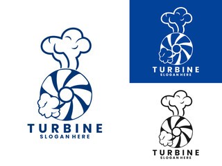 turbine with smoke logo design vector template