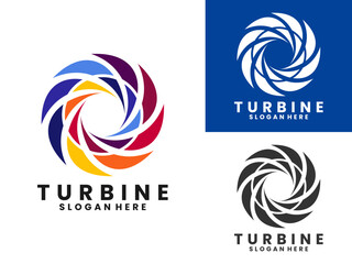 abstract colorful turbine logo design vector template.