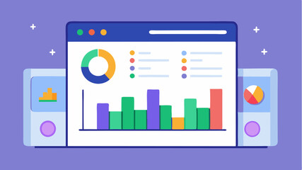 A dynamic interface presents realtime performance metrics with colorful bar graphs and charts that animate in response to discussions.