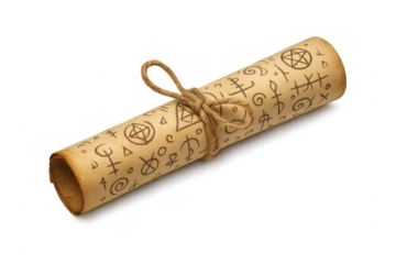 Ancient parchment scroll with occult magic symbols