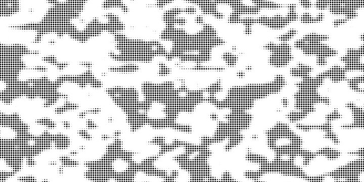 Abstract halftone seamless camouflage, led style texture. Dot pattern in black colors, camo digital background. Vector pixel art wallpaper