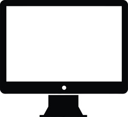 Computer monitor screen display vector icon symbol black and white desktop technology graphic design