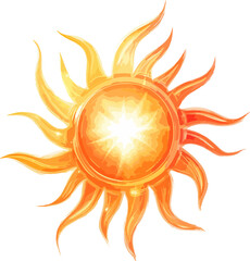 illustration sun orange flames