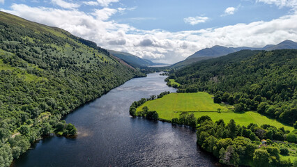 caledonian canal drone shot in scotland