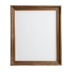 Ornate, empty gold frame, square shape, detailed design, neutral background