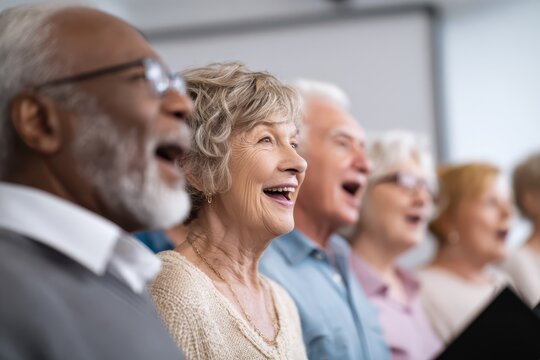 Choir Practice: Senior Group Singing Together with Joy and Friendship