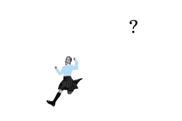 Photo image collage young small kid primary school student pupil question mark knowledge education unknown unsure drawing background