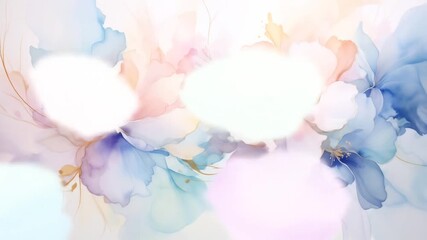 Soft Watercolor Floral Art with Gentle Pastels and Gold Accents