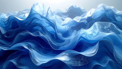 Obraz premium Abstract Blue Waves Flowing Fabric Texture Background.