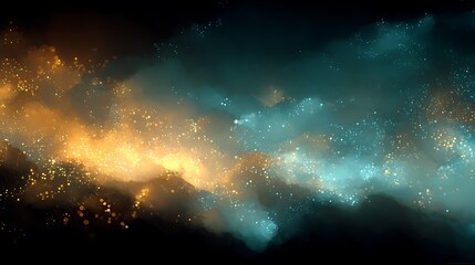 Fototapeta premium Soft glowing golden and teal light splotches, organic luminous forms