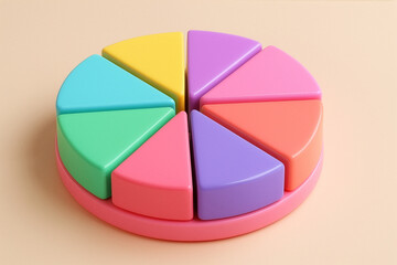 Obraz premium 3D Playful Pastel Pie Chart — Toy Style Infographic