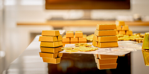 Substantial gold bullion stacks and shining coins represent a key Safe-haven Asset, stabilizing value against Geopolitical Uncertainty and recent Spot Gold price Correction.