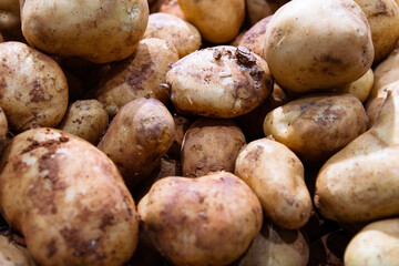 Pile of potatoes in market