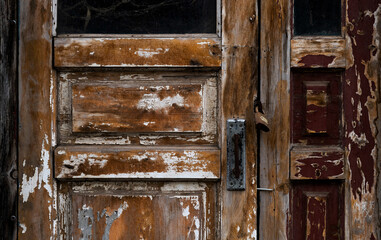 Close up of old wooden door