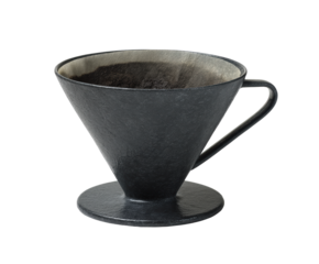Black ceramic pour over coffee dripper, isolated on transparent background