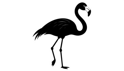 Obraz premium Black Flamingo Silhouette Standing on One Leg.