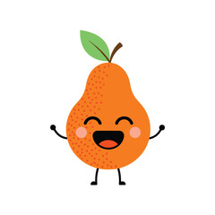 Happy Pear Cartoon Character with Smiling Face and Arms.