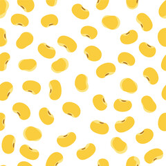 Seamless Pattern of Yellow Soybeans on White Background.