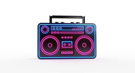 Retro Boombox With Neon Lights