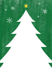 水彩のクリスマスツリーと雪の結晶の背景フレームイラスト（縦）