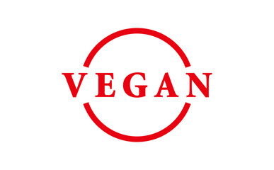 VEGAN - Red Rubber Stamp with text VEGAN
