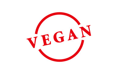 VEGAN - Red Rubber Stamp with text VEGAN
