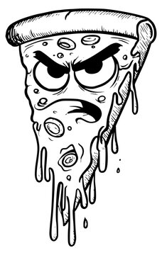 Naklejki Angry pizza slice