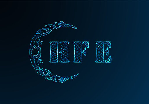 Low poly letter logo HFE design. HFE letter logo low poly vector design on blue color gradient background. HFE logo low poly design