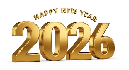 A sophisticated New Year's banner with hanging, richly patterned gold 2026 characters on a transparent background