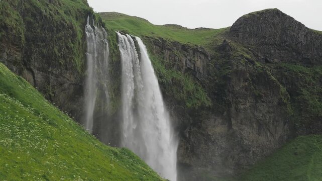 the waterfall  Seljalandsfoss  in Iceland