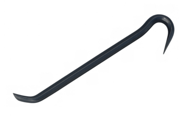 Crowbar, a metal hand tool for prying, demolishing, and opening, on transparent background