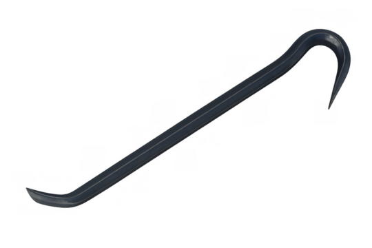 Crowbar, a metal hand tool for prying, demolishing, and opening, on transparent background