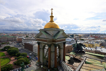 A beautiful view of St. Petersburg opens from the colonnade of St. Isaac's Cathedral.