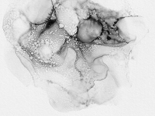 Abstract Black Solid Watercolor Ink Texture on White Background