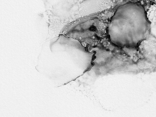 Abstract Black Solid Watercolor Ink Texture on White Background