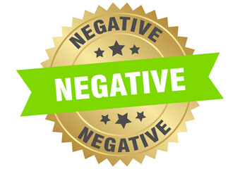 negative. negative round green and gold label isolated on transparent background