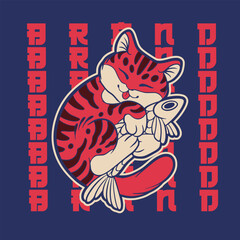 Cartoon maneki neko cat. Vector illustration	
