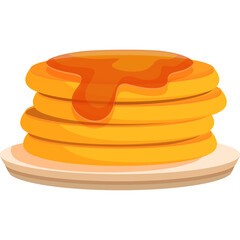 Stack Of Golden Brown Pancakes Drenched In Sweet Maple Syrup Served On A White Plate With A Transparent Background Ideal For Food And Beverage Content